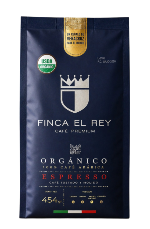 Café Finca el Rey Espresso, tostado molido, bolsa metalizada, presentación de 454gr (1Lb)